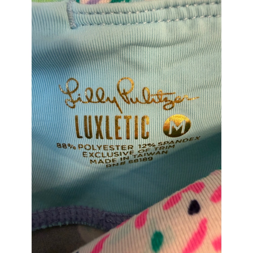 Lilly Pulitzer Luxletic Floral Crop Leggings Navy Pink Green Style 001241 Medium - Picture 3 of 5